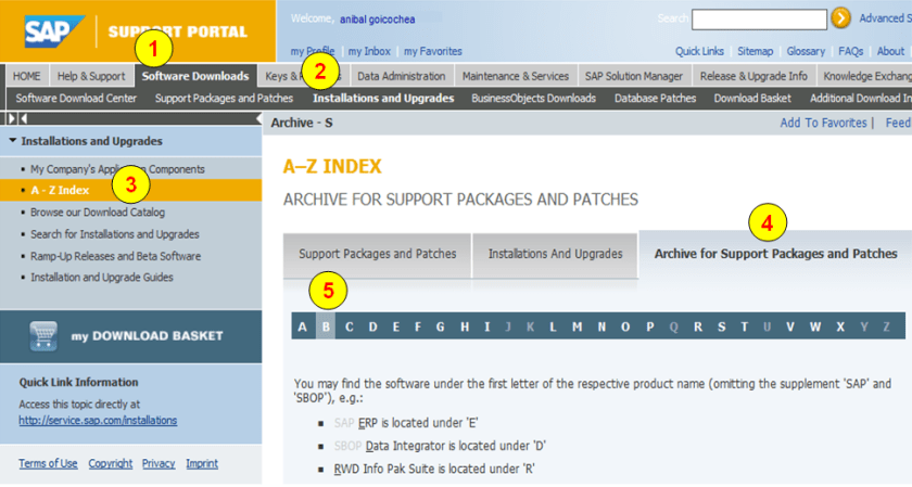 Buscando actualizaciones no tan actuales en SAP Marketplace