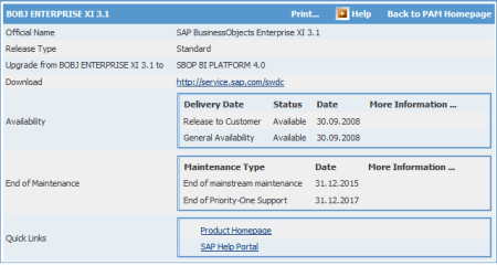 SAP BusinessObjects XI 3.1 - Disponibilidad