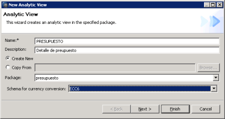 Definción de la Vista Analítica  - SAP HANA Studio
