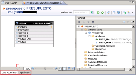 Editor gráfico de vistas analíticas - SAP HANA Studio