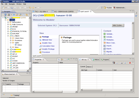 SAP HANA Studio - Conectado