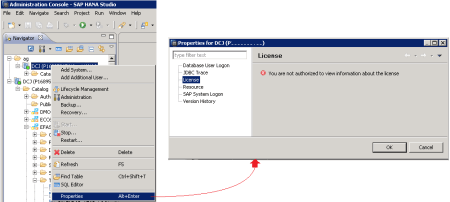 Vía para consulta o modificar las licencias SAP HANA Database,... (gups... no tenemos acceso)