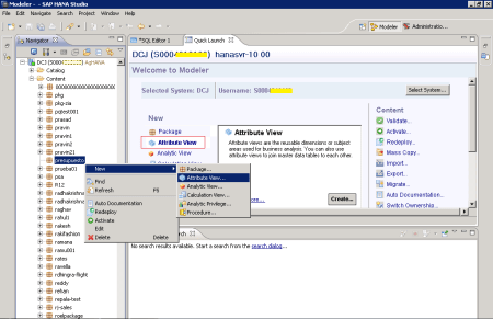 Vías para iniciar la creación de un Attribute View