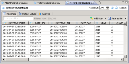 Vista previa de una dimensión TIME