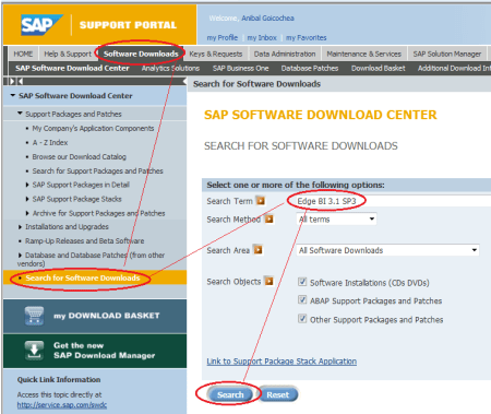 Buscando actualizaciones de versiones anteriores de SAP BO