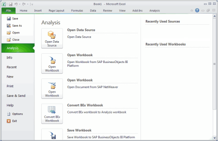 SAP Analysis, edition for MS Office 1.3 (menu01)