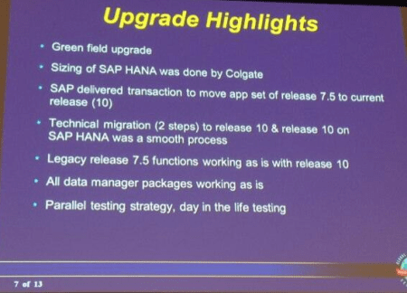 SAPPHIRENOW, Colgate, Objetivos para la migración de BPC 7.5 a 10.0 (Caso Consolidación)