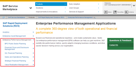 RDSs para productos SAP EPM