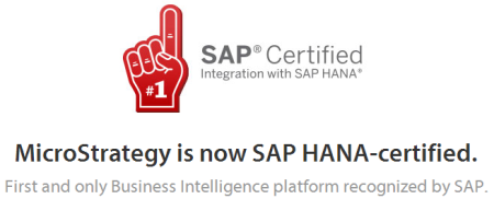 Anuncio de MicroStrategy comunicando su certificación de su principal producto, MicroStrategy 9 para conectarse a bases de datos SAP HANA