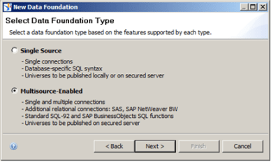 Especificación del tipo de Data Foundation que determinará la estructura y tratamiento del universo UNX