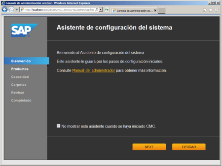System Configuration Wizard - SCR01 - Bienvenida