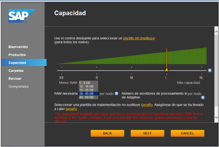 System Configuration Wizard - SCR04 - Selección de la capacidad de memoria que se utilizará, debe corresponder a la cantidad de memoria disponible del sistema