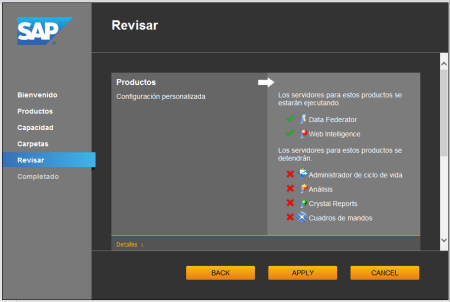 System Configuration Wizard - SCR06 - Revisiónde los parámetros especificados