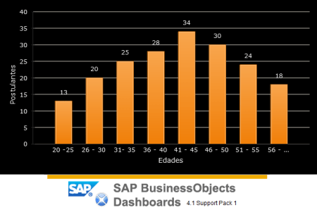 Histograma utilizando el componente Gráfico de Columnas de SAP Dashboards (Xcelsius)