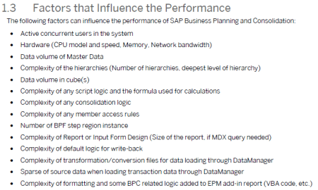 Factores que influyen en la pérdida de rendimiento en SAP BPC 10.0 NW