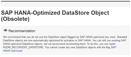Imagen de la documentación sobre la optimización de DSO para SAP HANA