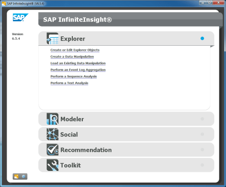 Pantalla inicial de SAP InfiniteInsight 6.5.4