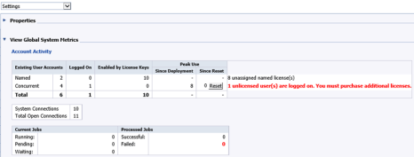 Metricas de definición de usuarios de la opción Settings de la CMC (Consola de Administración Central)